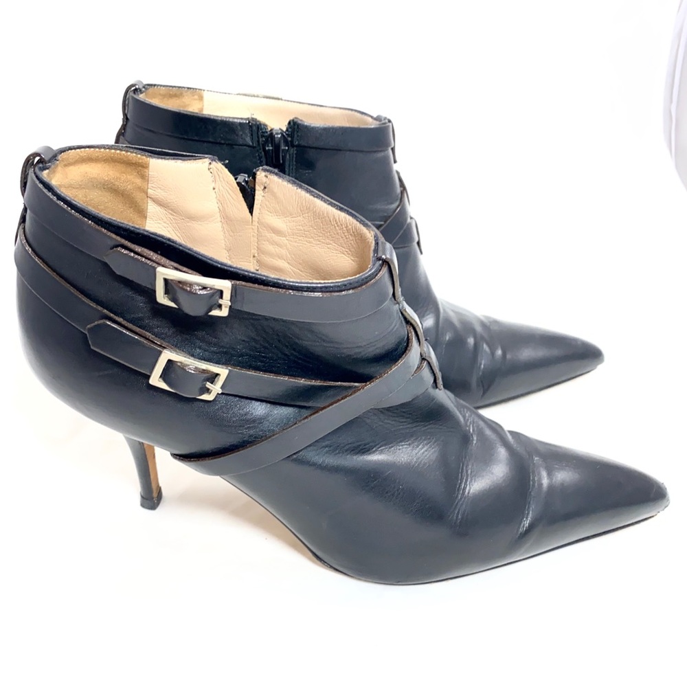 Manolo Blahnik black leather booties